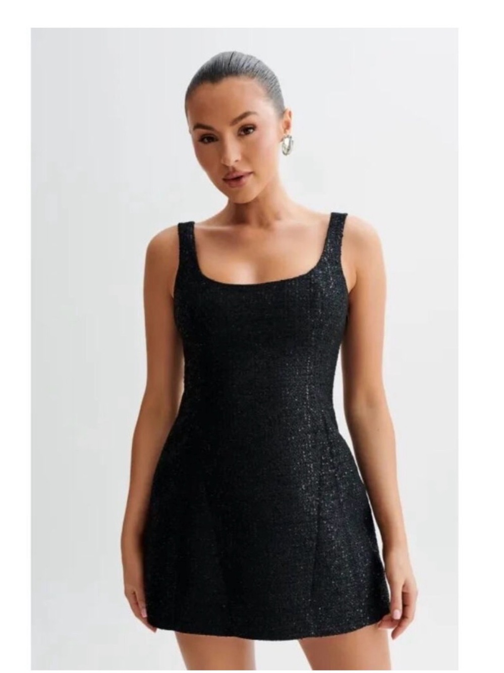 Meshki NWOT Black Tweed Mini Dress